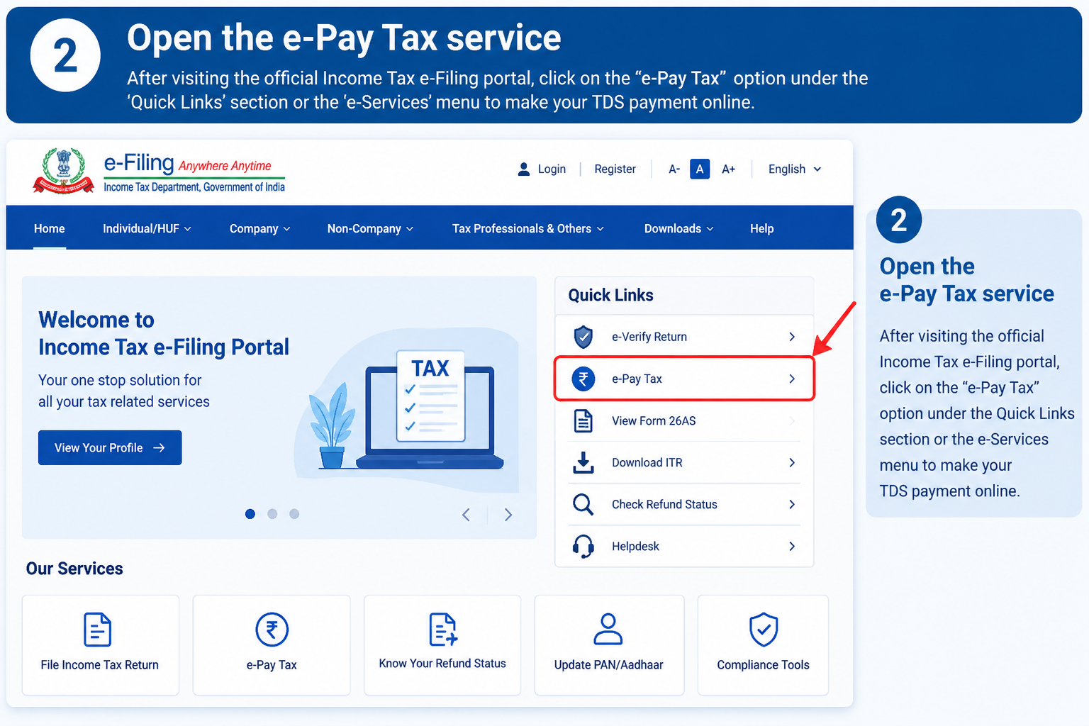 Open the e-Pay Tax service